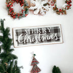 Handmade Wooden Buffalo Check "Merry Christmas" Sign