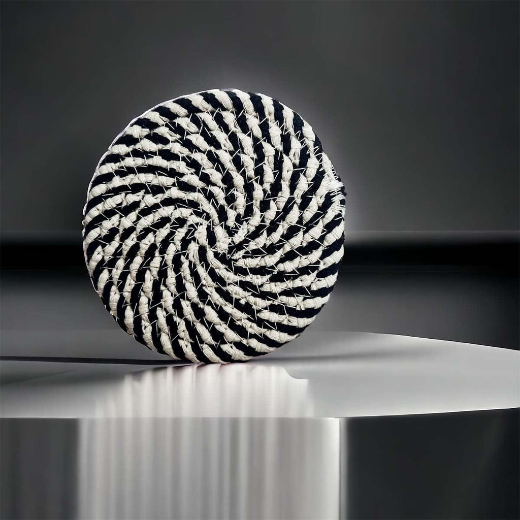 Black & White Braided Rope Coasters (Set of 4)