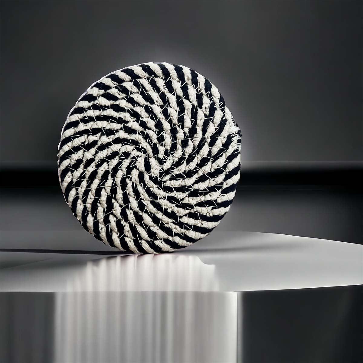 Black & White Braided Rope Coasters (Set of 4)
