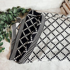 Geo Double-Sided Medium Weight Cotton Soft Knit Throw Blanket — Select Your Color