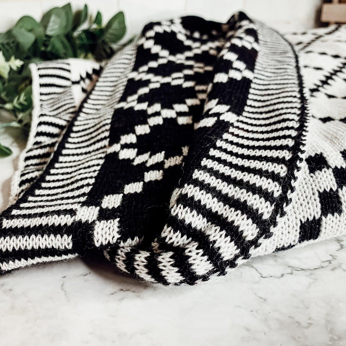 Geo Double-Sided Medium Weight Cotton Soft Knit Throw Blanket — Select Your Color