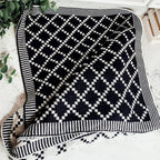 Geo Double-Sided Medium Weight Cotton Soft Knit Throw Blanket — Select Your Color