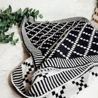 Geo Double-Sided Medium Weight Cotton Soft Knit Throw Blanket — Select Your Color