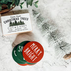 Minimalist Christmas Premium Ceramic Coasters with Cork Back — Select Your Pack & Color
