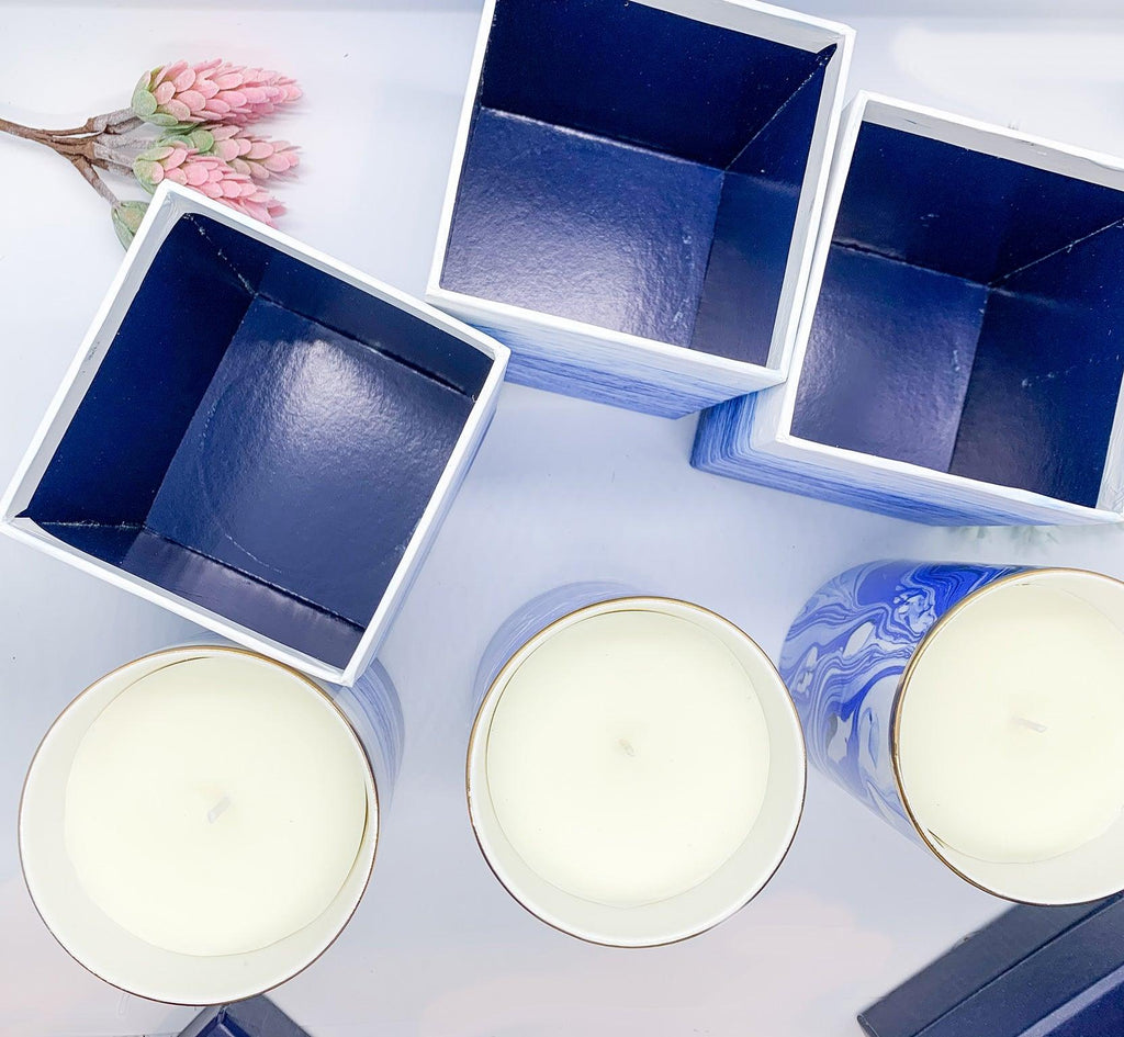 Mediterranean Blue Ocean Scent Gift Boxed Candles — Select Your Design