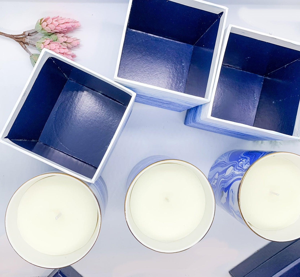 Mediterranean Blue Ocean Scent Gift Boxed Candles — Select Your Design