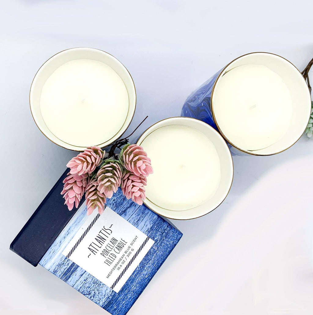 Mediterranean Blue Ocean Scent Gift Boxed Candles — Select Your Design