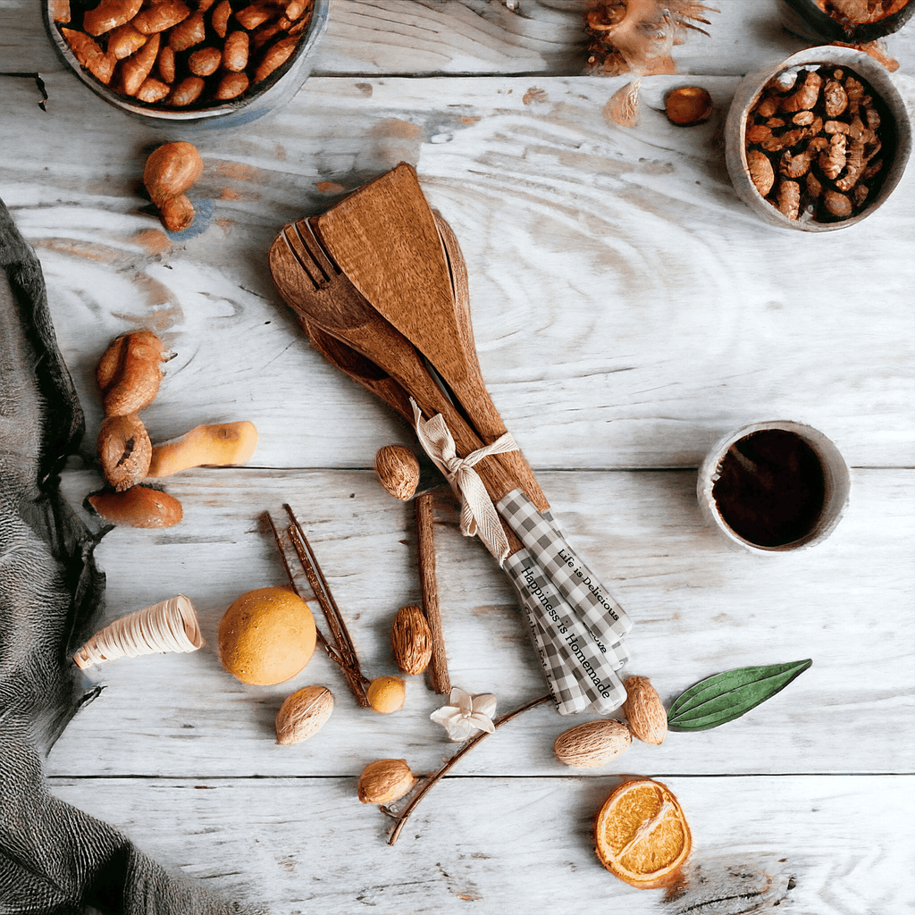 Wooden Serving Utensils featuring Positive Expressions