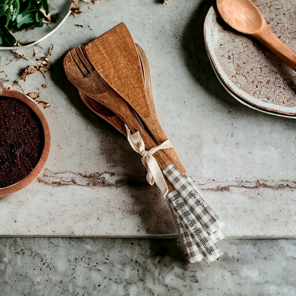 Wooden Serving Utensils featuring Positive Expressions