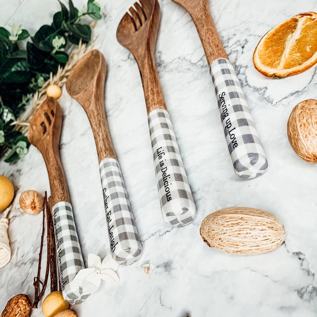 Wooden Serving Utensils featuring Positive Expressions
