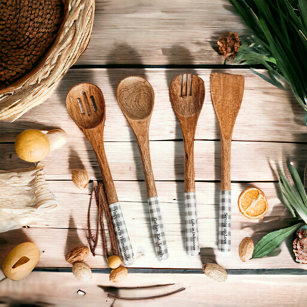 Wooden Serving Utensils featuring Positive Expressions