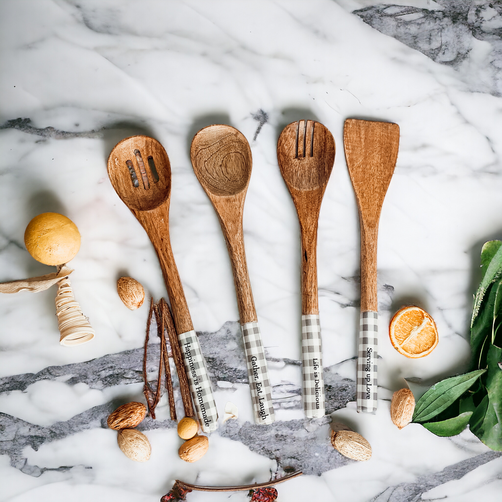 Wooden Serving Utensils featuring Positive Expressions