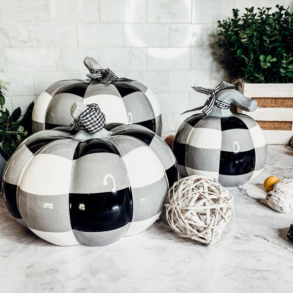 Hand Painted Buffalo Check Pumpkin — Select Your Size