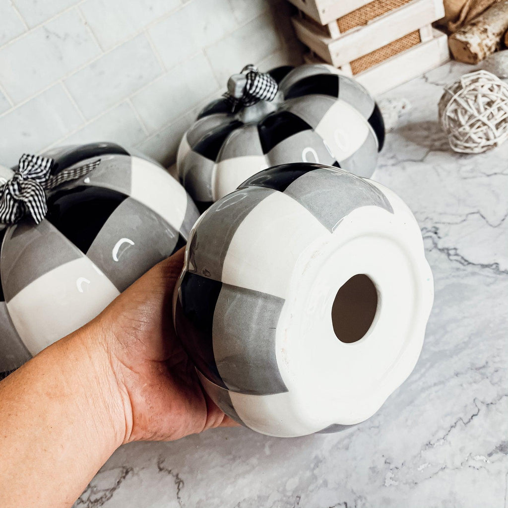 Hand Painted Buffalo Check Pumpkin — Select Your Size