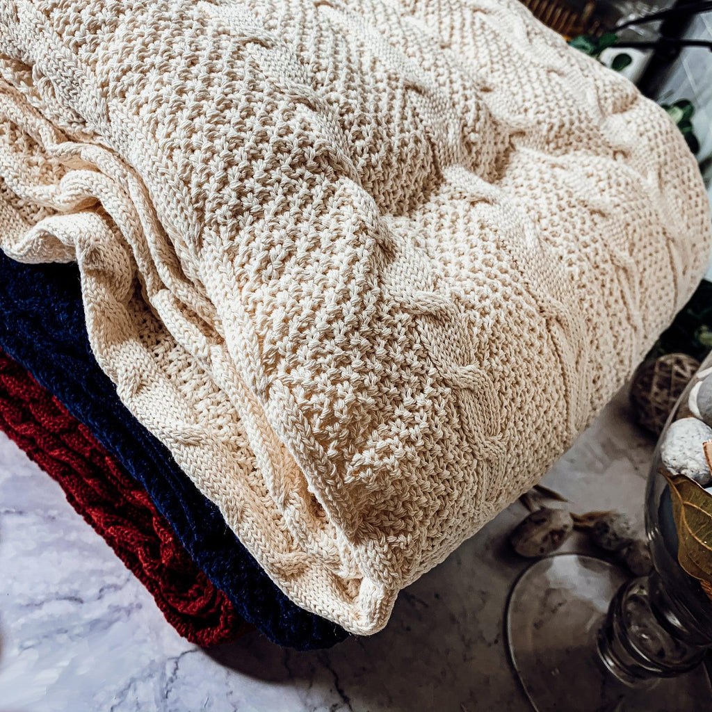 Claret Knit Sweater Throw Blanket — Select Your Color & Size
