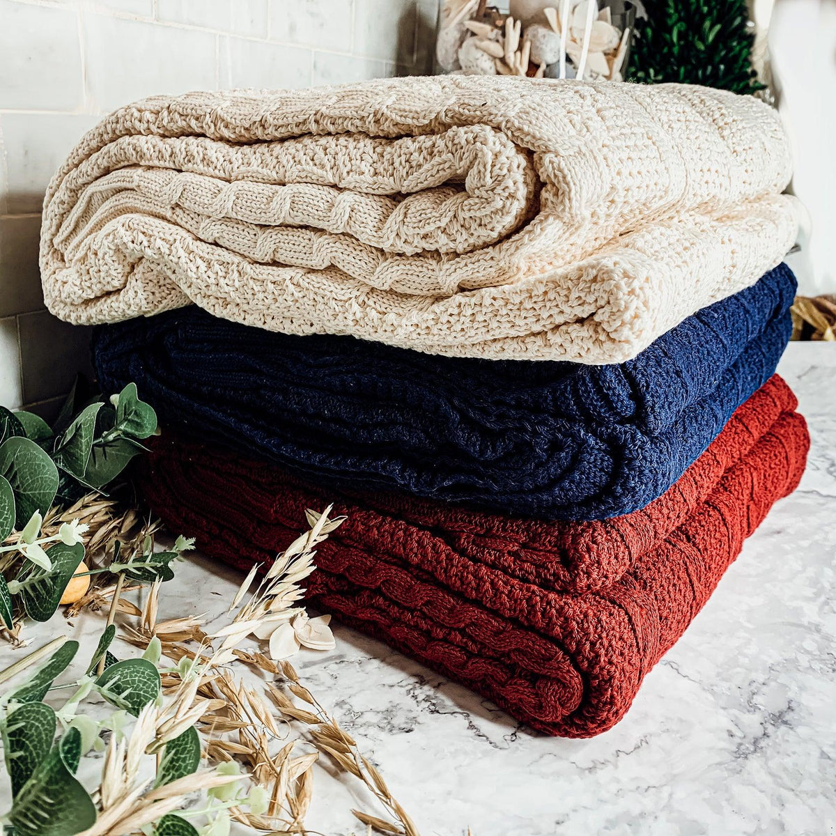 Claret Knit Sweater Throw Blanket — Select Your Color & Size