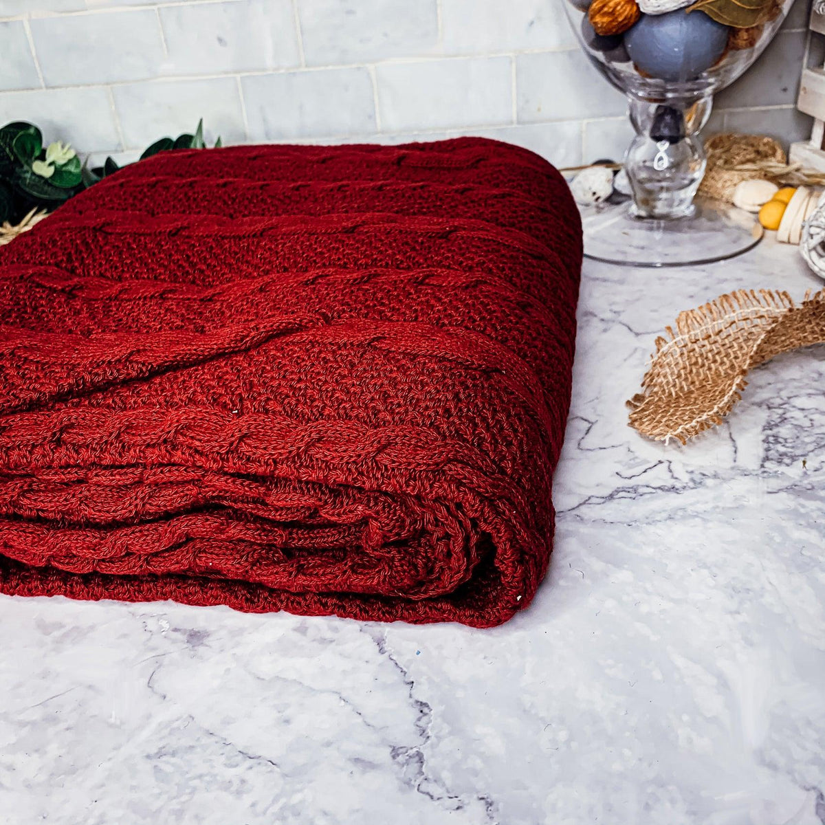 Claret Knit Sweater Throw Blanket — Select Your Color & Size