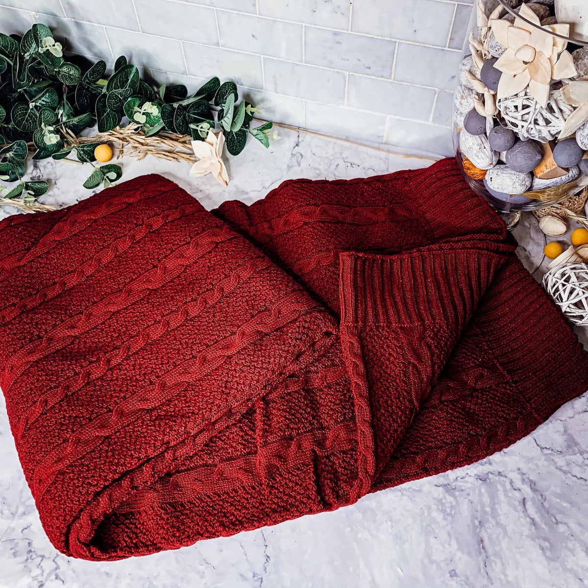 Claret Knit Sweater Throw Blanket — Select Your Color & Size