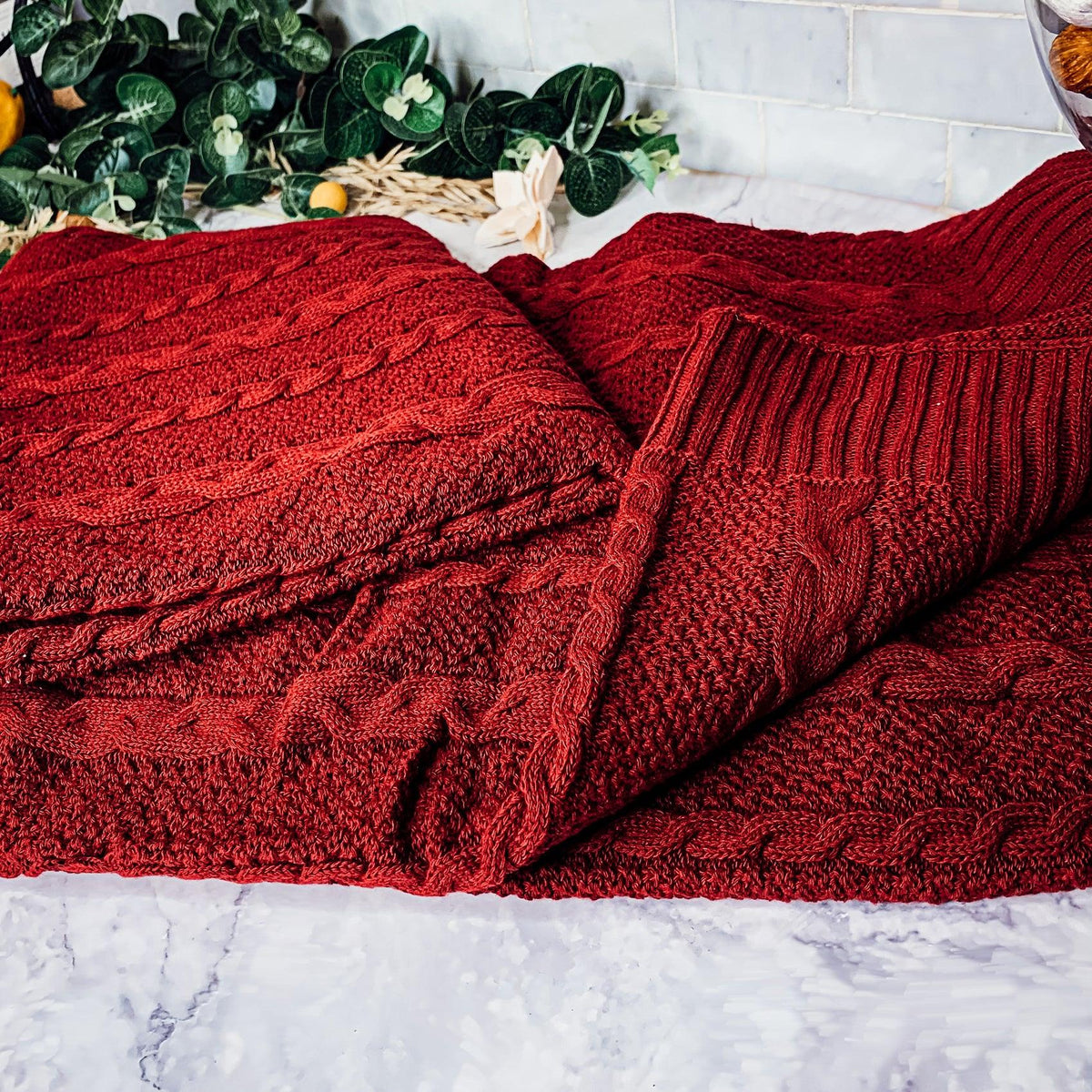 Claret Knit Sweater Throw Blanket — Select Your Color & Size
