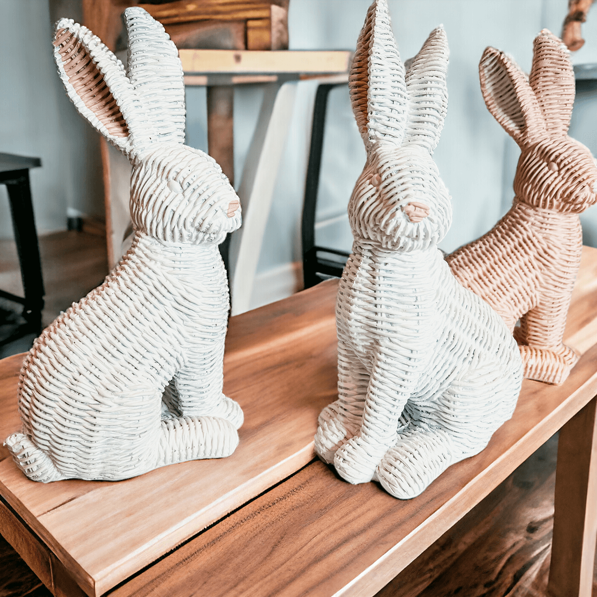 Resin Basket Weave Bunny — Select Your Color