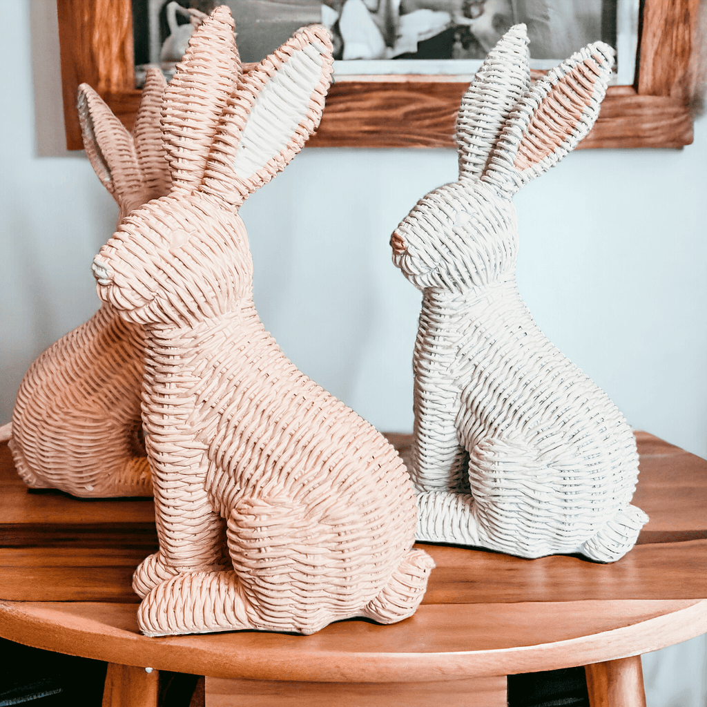 Resin Basket Weave Bunny — Select Your Color