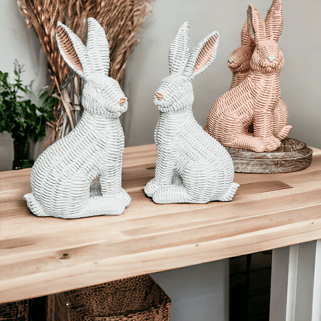 Resin Basket Weave Bunny — Select Your Color