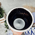 Handmade Rustic Blue & White Patterned Terracotta Pot with Crackle Finish — Select Your Design
