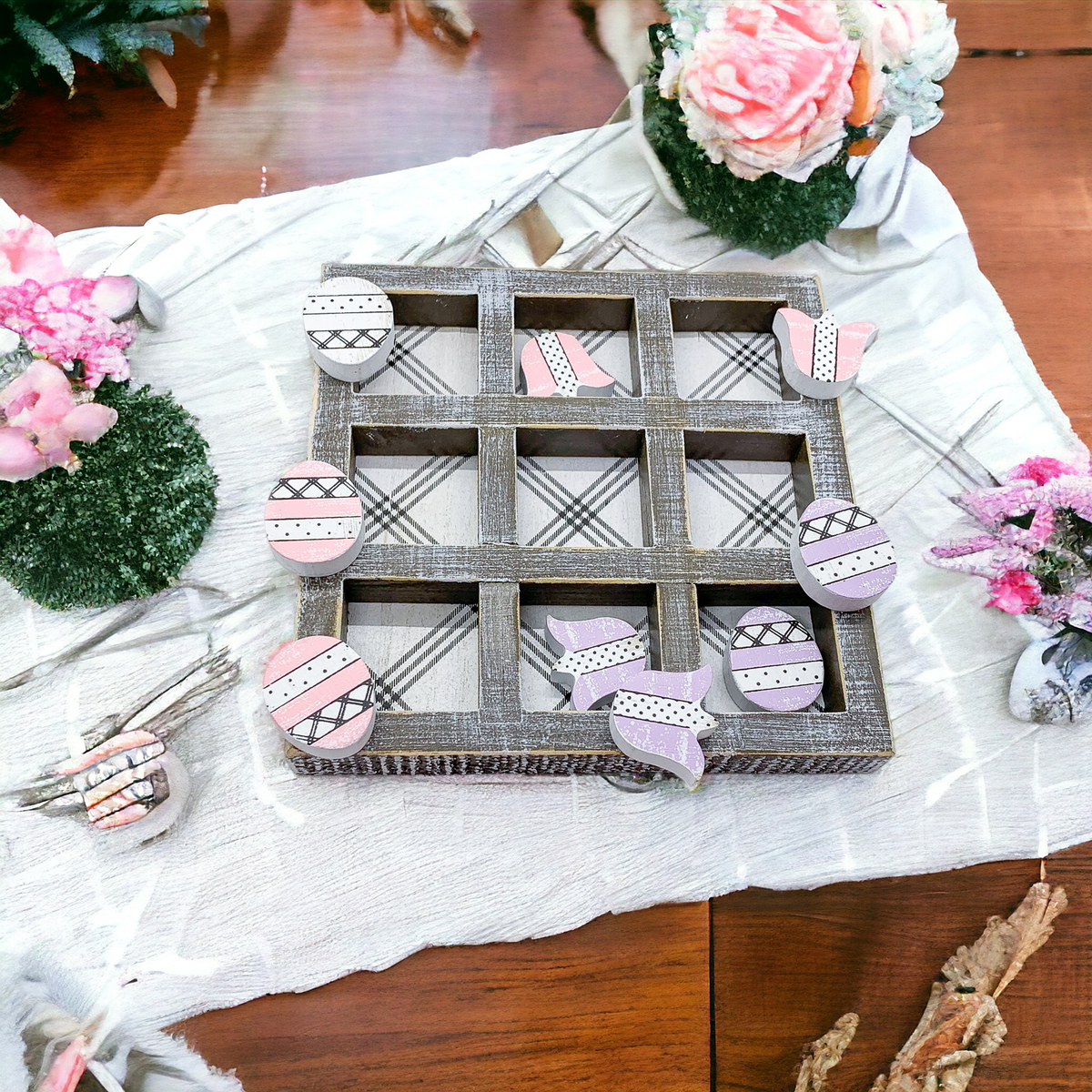 Handcrafted Easter & Spring Tic Tac Toe Game — Select Your Size
