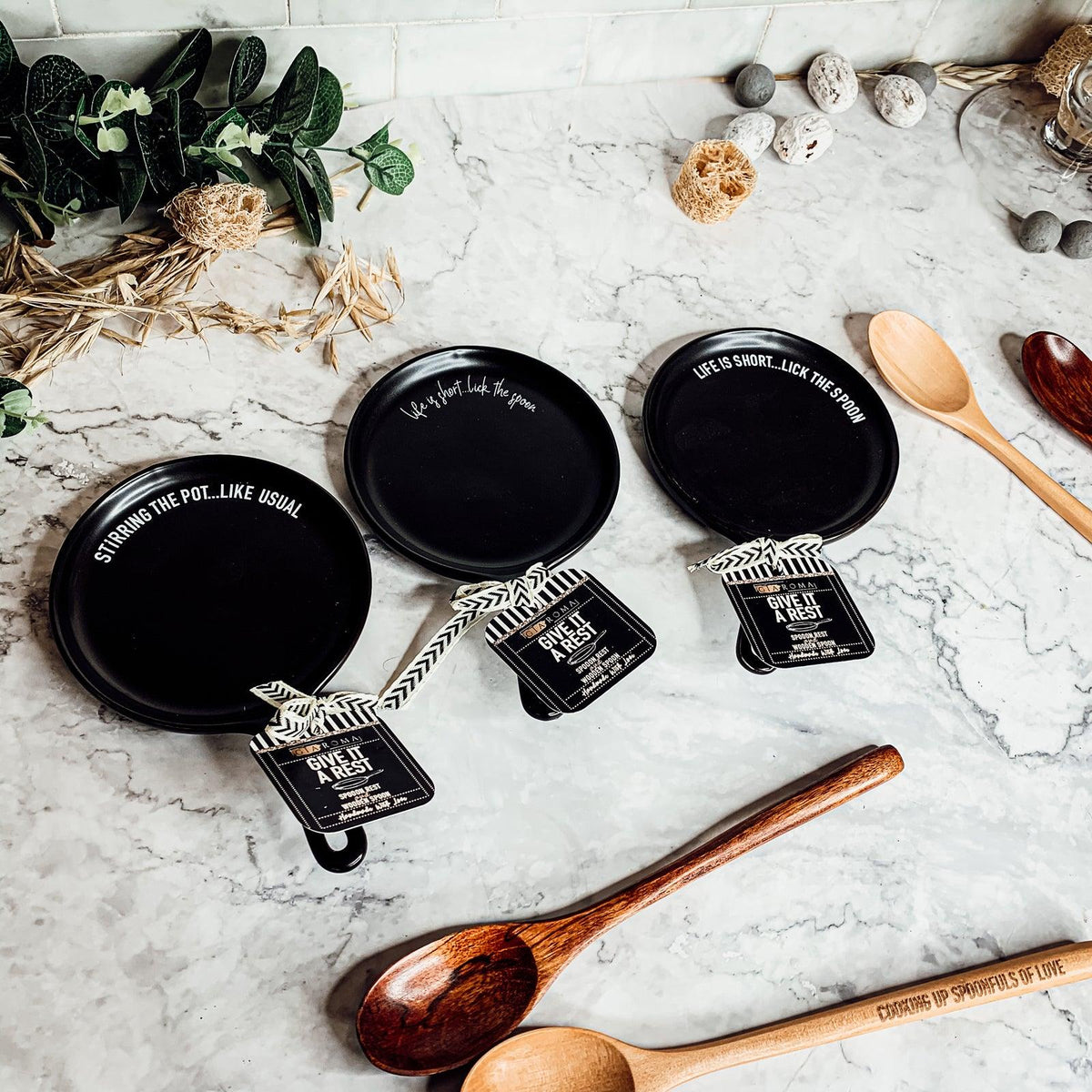 Give It a Rest Spoon Rest and Wooden Spoon  — Select Your Style & Spoon