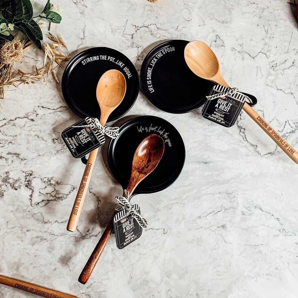 Give It a Rest Spoon Rest and Wooden Spoon  — Select Your Style & Spoon