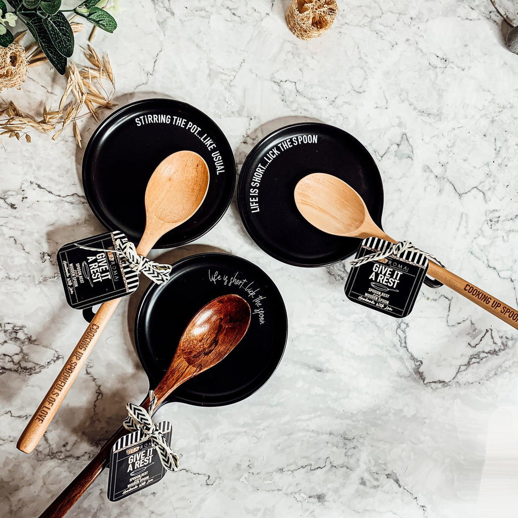 Give It a Rest Spoon Rest and Wooden Spoon  — Select Your Style & Spoon