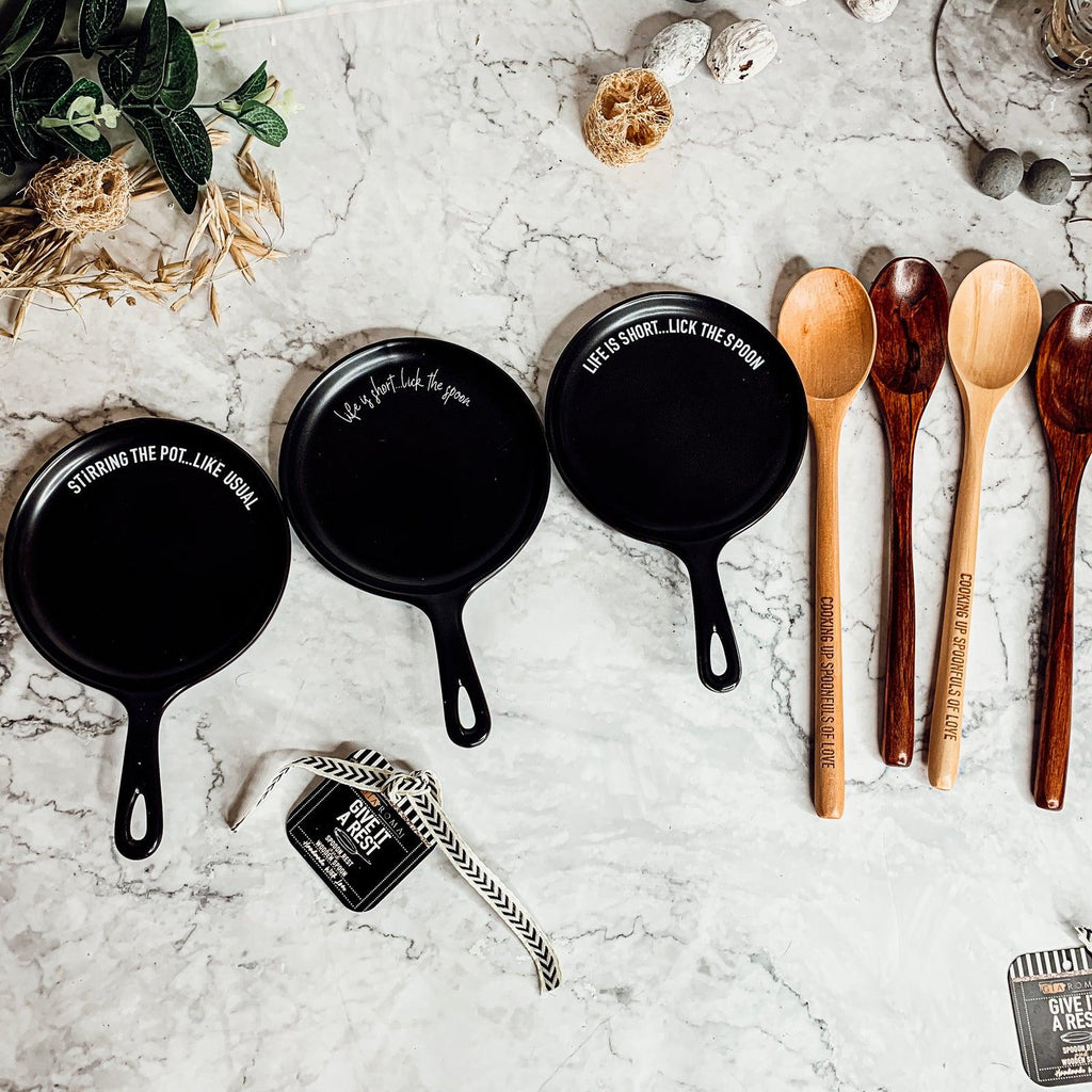Give It a Rest Spoon Rest and Wooden Spoon  — Select Your Style & Spoon