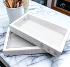 Handmade White Wash Wooden Farmhouse Dandelion Tray