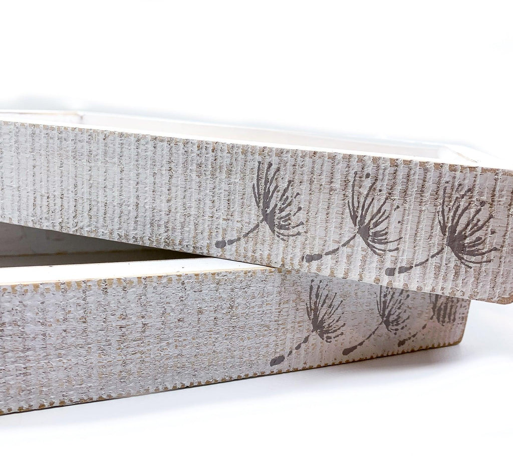 Handmade White Wash Wooden Farmhouse Dandelion Tray