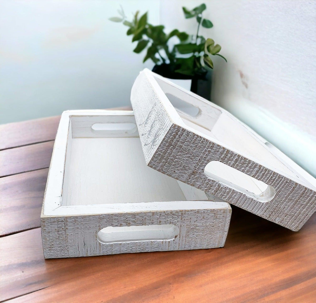 Handmade White Wash Wooden Farmhouse Dandelion Tray