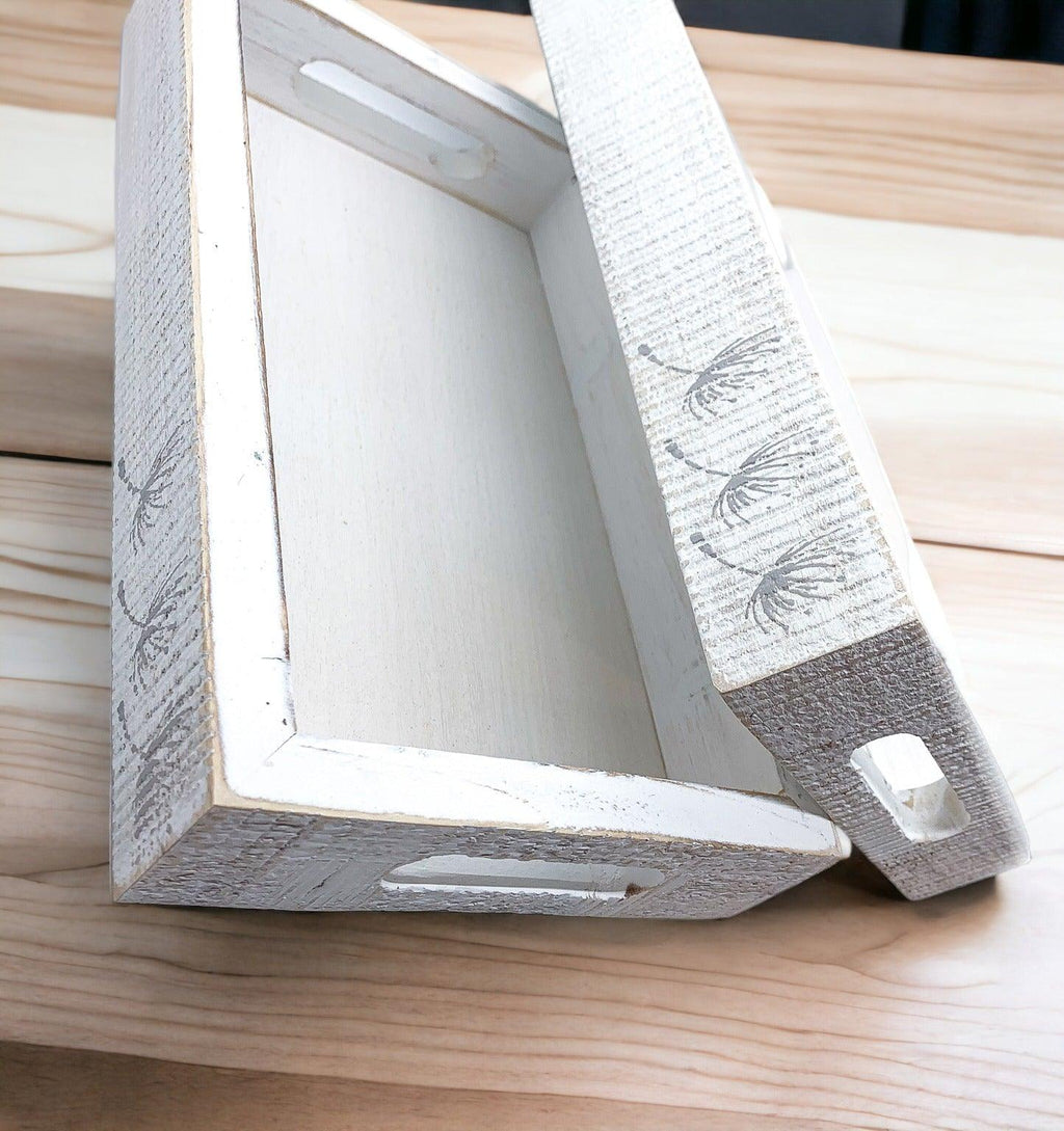 Handmade White Wash Wooden Farmhouse Dandelion Tray