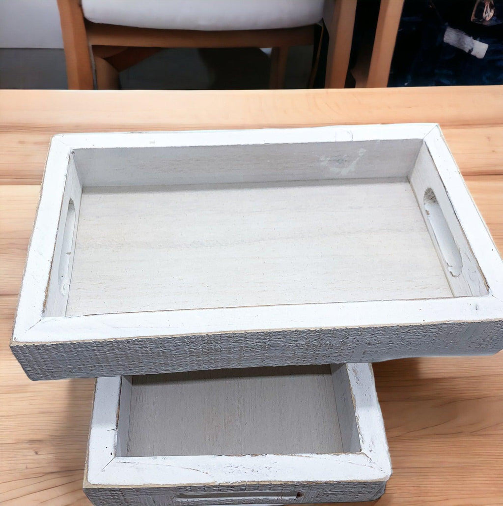 Handmade White Wash Wooden Farmhouse Dandelion Tray