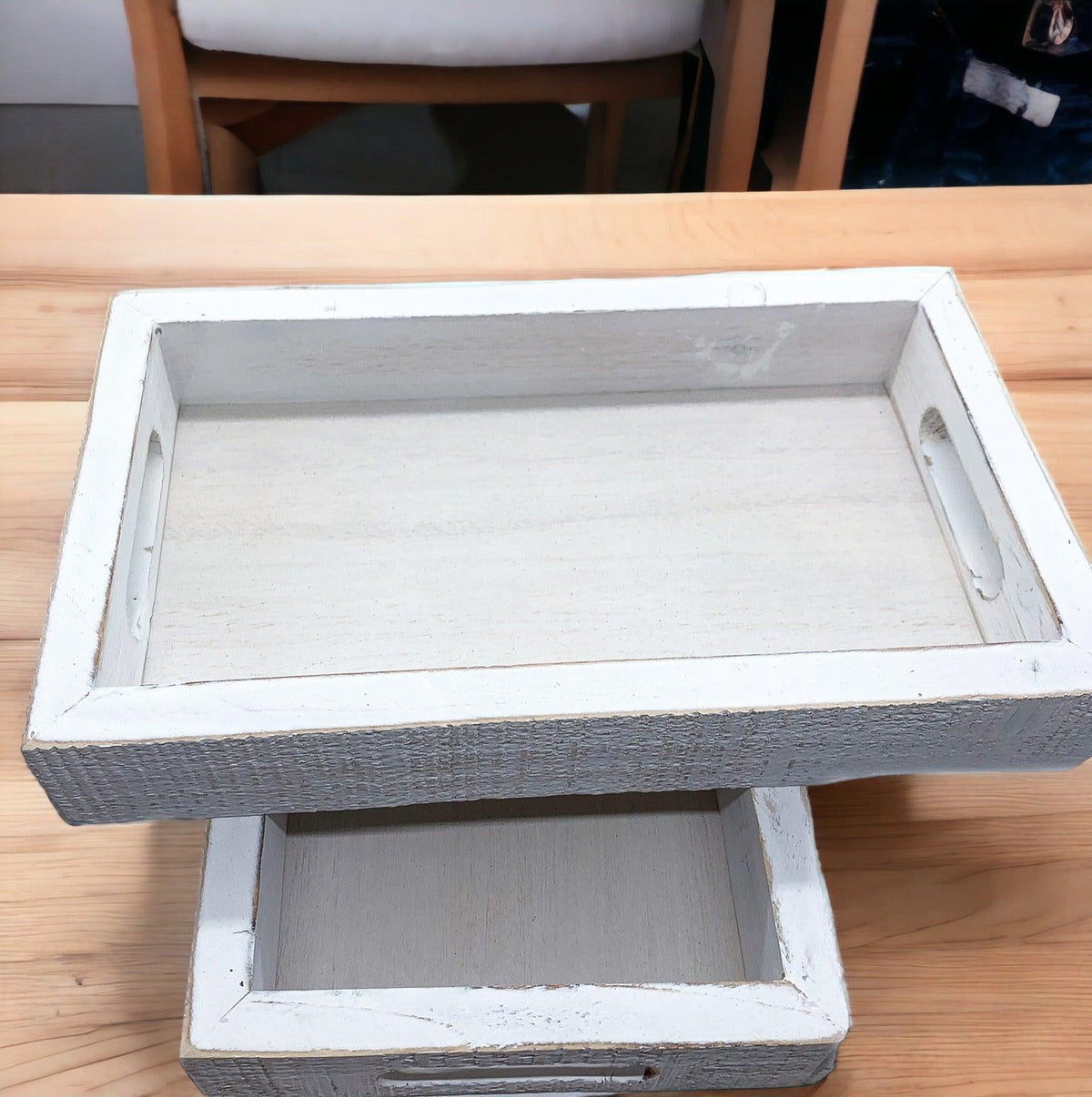Handmade White Wash Wooden Farmhouse Dandelion Tray