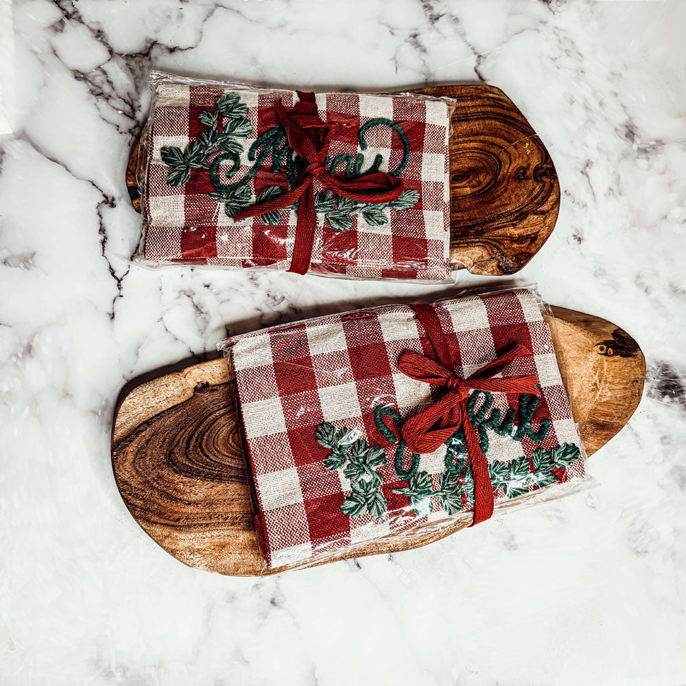Holiday Charcuterie Board & Tartan Towel Set — Select Your Towel