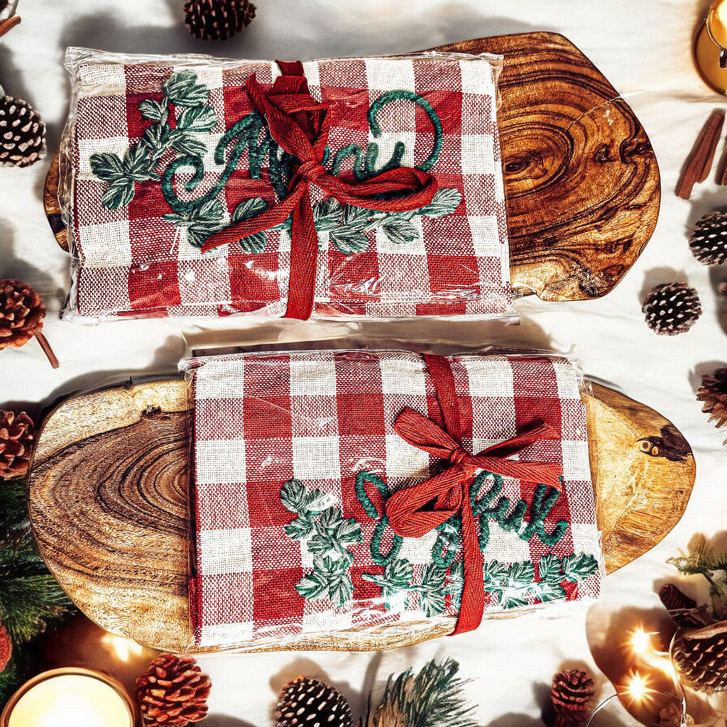 Holiday Charcuterie Board & Tartan Towel Set — Select Your Towel