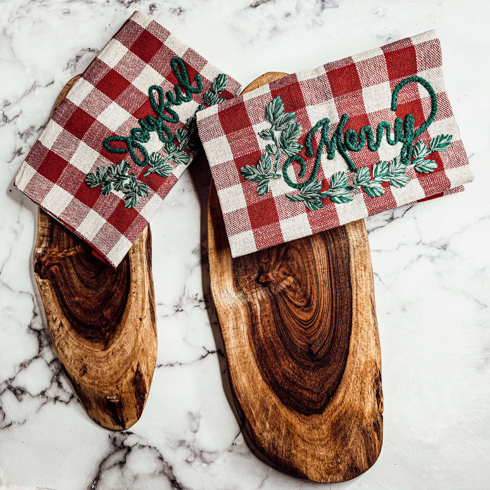 Holiday Charcuterie Board & Tartan Towel Set — Select Your Towel