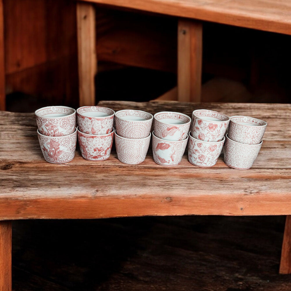 Hand-Painted Porcelain Mini Pink Cachepots— Select Your Design
