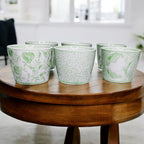 Hand-Painted Porcelain Mini Green Cachepots— Select Your Design