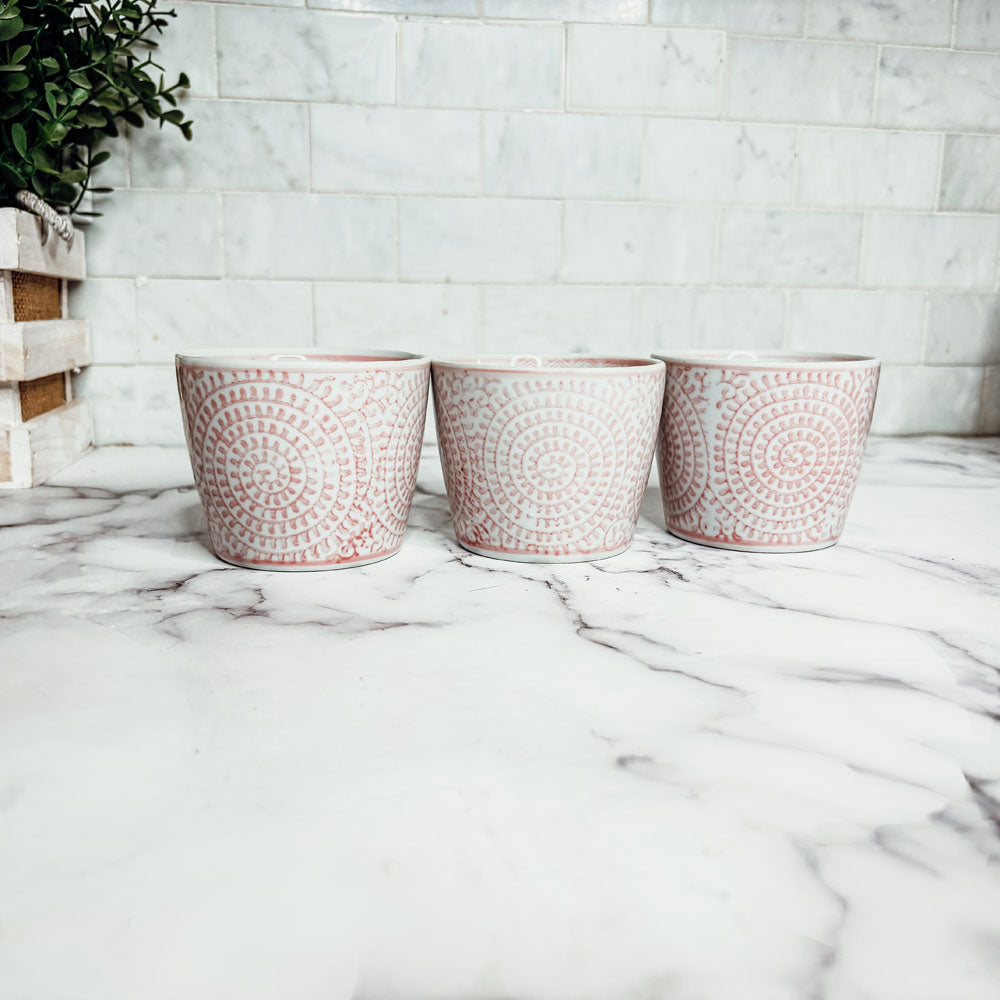 Hand-Painted Porcelain Mini Pink Cachepots— Select Your Design