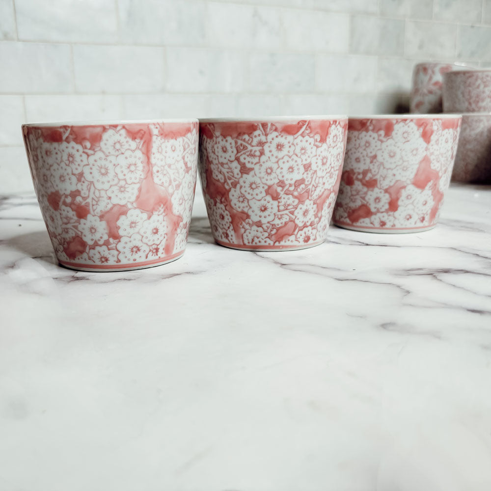 Hand-Painted Porcelain Mini Pink Cachepots— Select Your Design