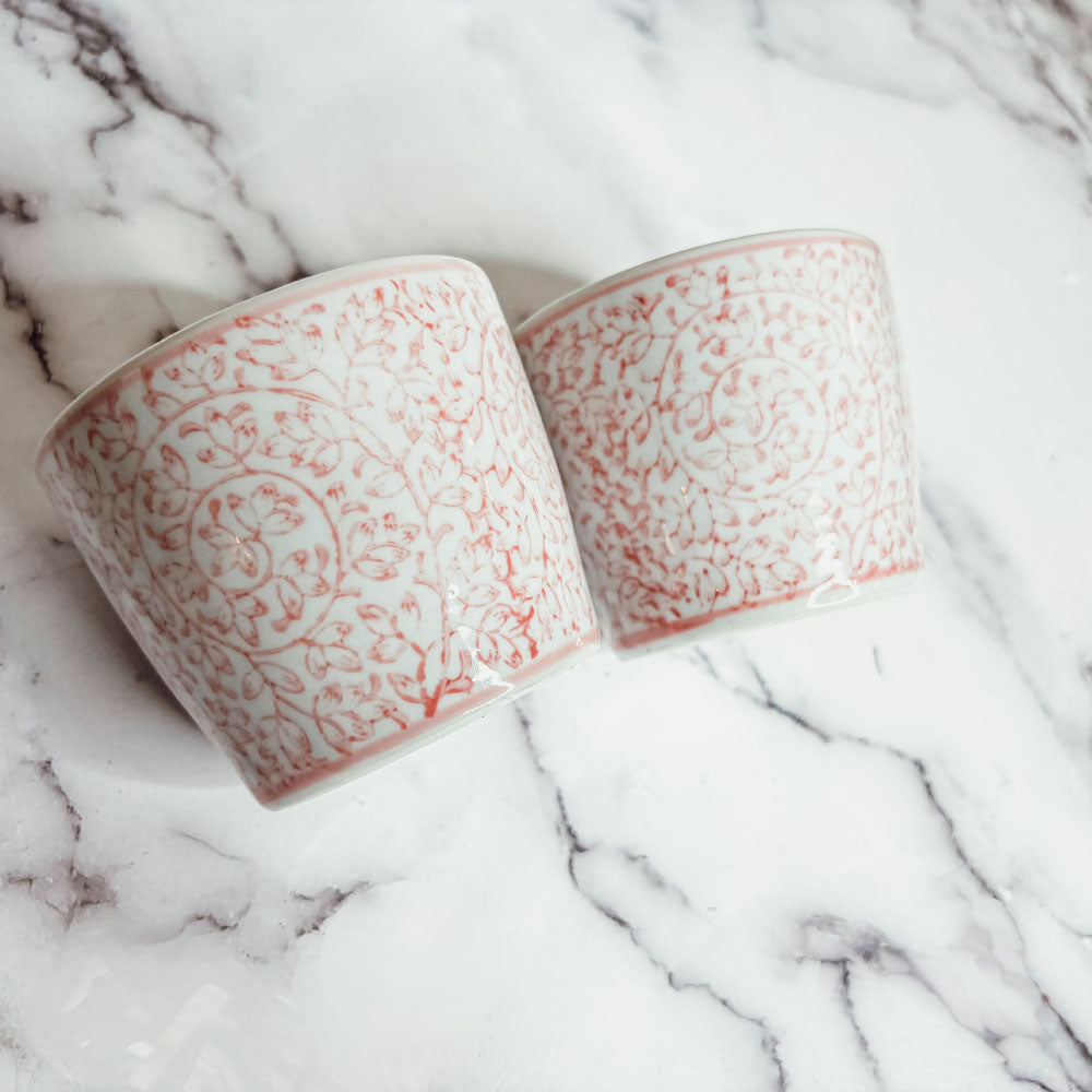 Hand-Painted Porcelain Mini Pink Cachepots— Select Your Design