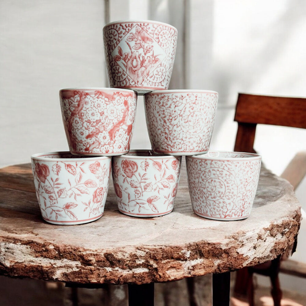 Hand-Painted Porcelain Mini Pink Cachepots— Select Your Design