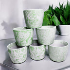 Hand-Painted Porcelain Mini Green Cachepots— Select Your Design