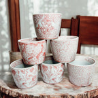 Hand-Painted Porcelain Mini Pink Cachepots— Select Your Design