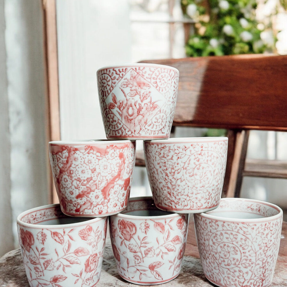 Hand-Painted Porcelain Mini Pink Cachepots— Select Your Design